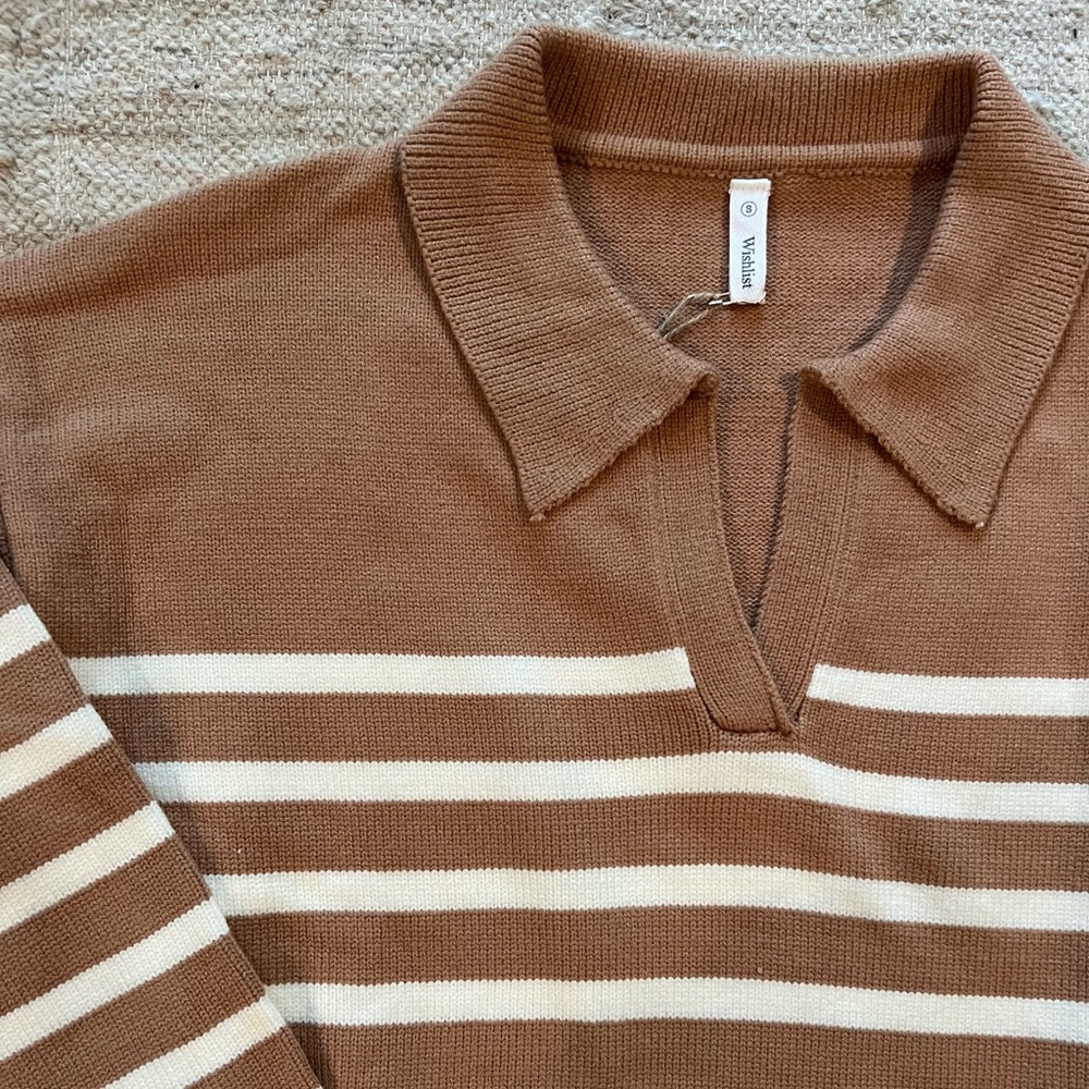 NWT!  Wishlist Striped Collared Sweater.  Sz S